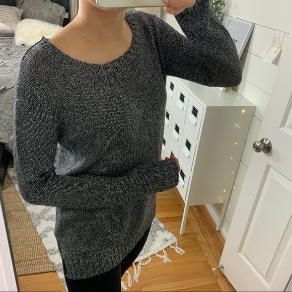 Forever 21 Sweaters - Gray + Silver Metallic Knit Crewneck Sweater F21